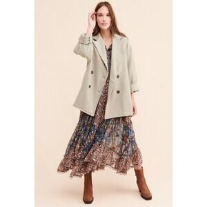 Free People Hannah Slouchy Coat Jacket Women's Tan Olive Size Small